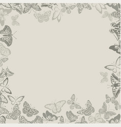 Background Frame With Vintage Beige Butterflies