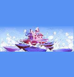 Fantasy House Floating On Island In Blue Sky