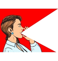 Woman Shouts With Hand Pop Art Style