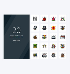 20 New Year Line Filled Icon For Presentation