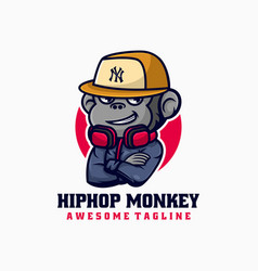 Logo Hip Hop Monkey Mascot Cartoon Style