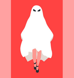 A Woman In Ghost Costume For Halloween