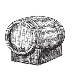 Hand Drawn Wooden Oak Barrel Wine Whisky Beer