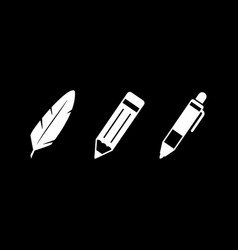 Set Glyph Icons Of Writing Utensils