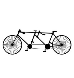 Vintage Silhouette Tandem Bicycle Icon Isolated