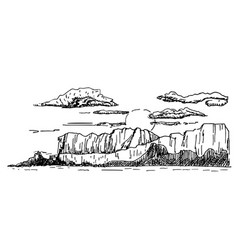 American Desert Landscape Engraving Style