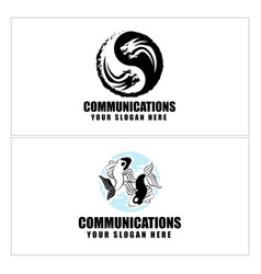 Dragon And Fish Yin Yang Concept Logo Design