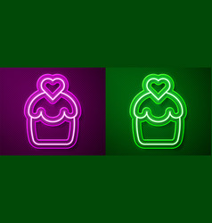 Glowing Neon Line Wedding Cake With Heart Icon