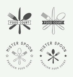 Set Of Vintage Restaurant Or Food Court Logo