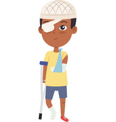 Boy With Broken Leg And Arm