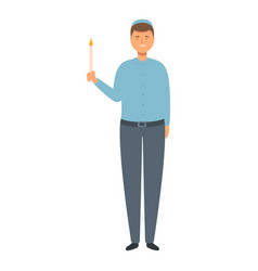 Kid With Burning Candle Icon Cartoon