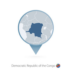 Map Pin With Detailed Democratic Republic