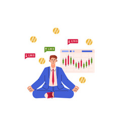 Business Man Or Trader Meditating While Stock