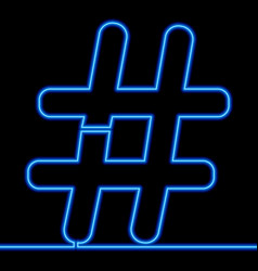 Continuous Line Drawing Hashtag Symbol Icon Neon