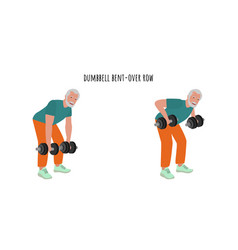 Senior Man Doing Dumbbell Bent-over Row Exercise