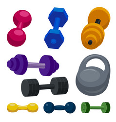 Dumbell Icons Set Cartoon Style