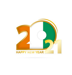 Year 2021 With Ivory Coast Flag Pattern Happy New