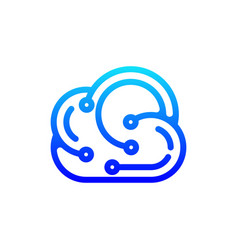 Cloud Tech Line Modern Simple Logo Design