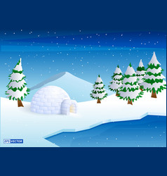 Realistic Igloo Dome Or Igloo Ice House Cartoon