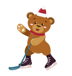 Cute Teddy Bear Playing Hockey