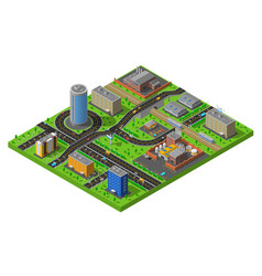 Isometric City Industrial Area Composition Poster