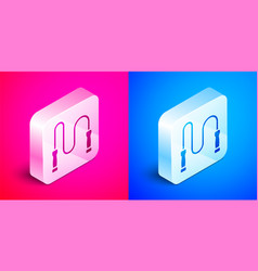 Isometric Jump Rope Icon Isolated On Pink And Blue