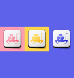 Isometric Trolley Suitcase Icon Isolated On Pink