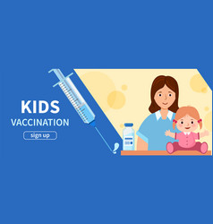 Blue Banner Kids Vaccination Mom And Child