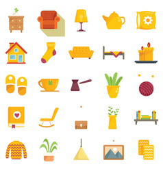 Cozy Home Icons Set Flat Stay Care