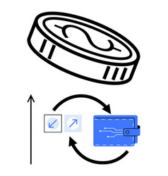 Digital Currency Flow Coin Icons And Arrows