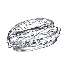 Hand Drawn Of Hot Dog