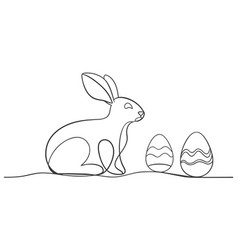 Easter Bunny Cute Rabbit With Egg One Line