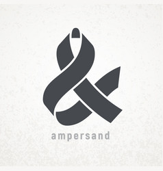 Ampersand Elegant Ribbon Symbol On Grunge