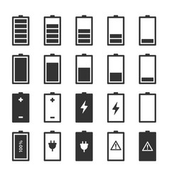 Alkaline battery different sizes icons set Vector Image