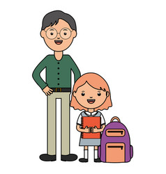 Teacher and students with school objects Vector Image