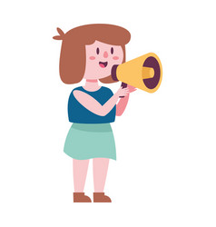 Girl Speaking On Megaphone