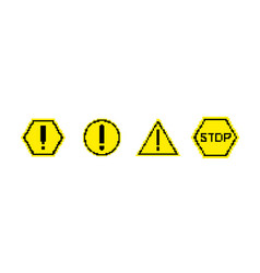 8 Bit Caution Road Sign Icon Pixel Error Retro