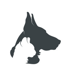 Detailed Dog And Cat Combined Profile Silhouette