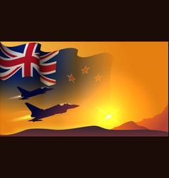 Fighter Jet Plane With New Zealand Waving Flag