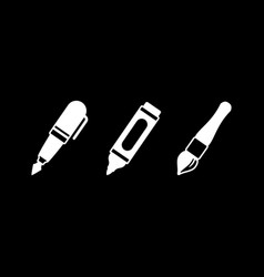 Set Glyph Icons Of Writing Utensils