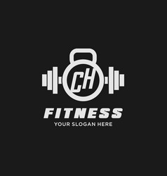 Initial Ch Fitness Logo With Creative Kettlebell