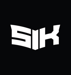 Sk Logo Monogram With Shield Slice Shape Design