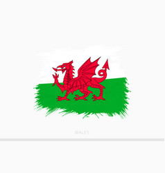 Grunge Flag Of Wales Abstract Brushed Flag