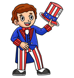 Boy Wearing Uncle Sam Outfit Cartoon Clipart