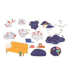 Set Of Psychological Problem Icons Tangle