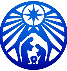 Holy Family Christian Silhouette Icon On White Vector Image