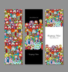 Banners Set Matryoshka Russian Nesting Dolls