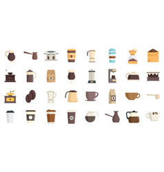 Coffee Icons Set Flat Cafe Cup