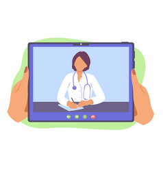 Online Conference With Cartoon Female Doctor