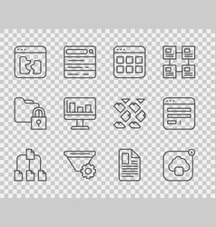 Set Line Folder Tree Cloud Technology Data